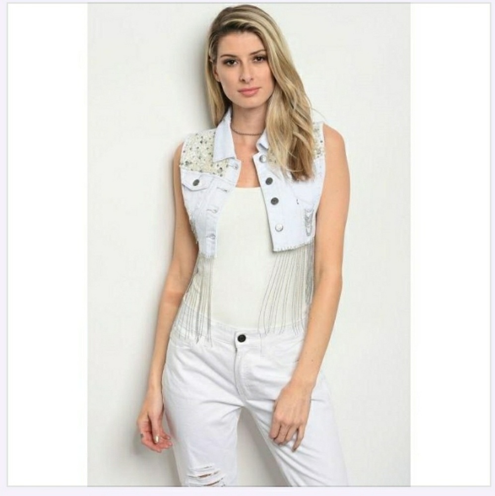 Chain Fringe Denim Vest *ALL ITEMS ARE NEW, FROM MY CLOSED BOUTIQUE*